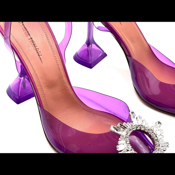 Amina Muaddi Begum Crystal-embellished Pvc Slingback Pumps In Violet - Picture 5 of 11